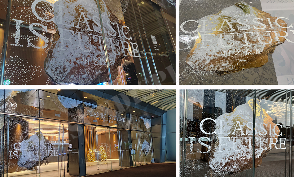 window display, store decoration, gold printing, silver printing, lenticular printing, advertising installation, creative solutions, retail brands, display stands, specialized printing