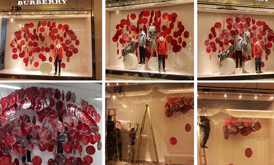 window display, store decoration, gold printing, silver printing, lenticular printing, advertising installation, creative solutions, retail brands, display stands, specialized printing