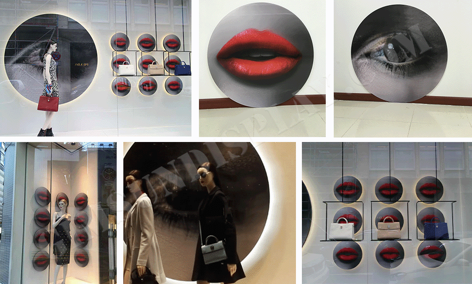 window display, store decoration, gold printing, silver printing, lenticular printing, advertising installation, creative solutions, retail brands, display stands, specialized printing