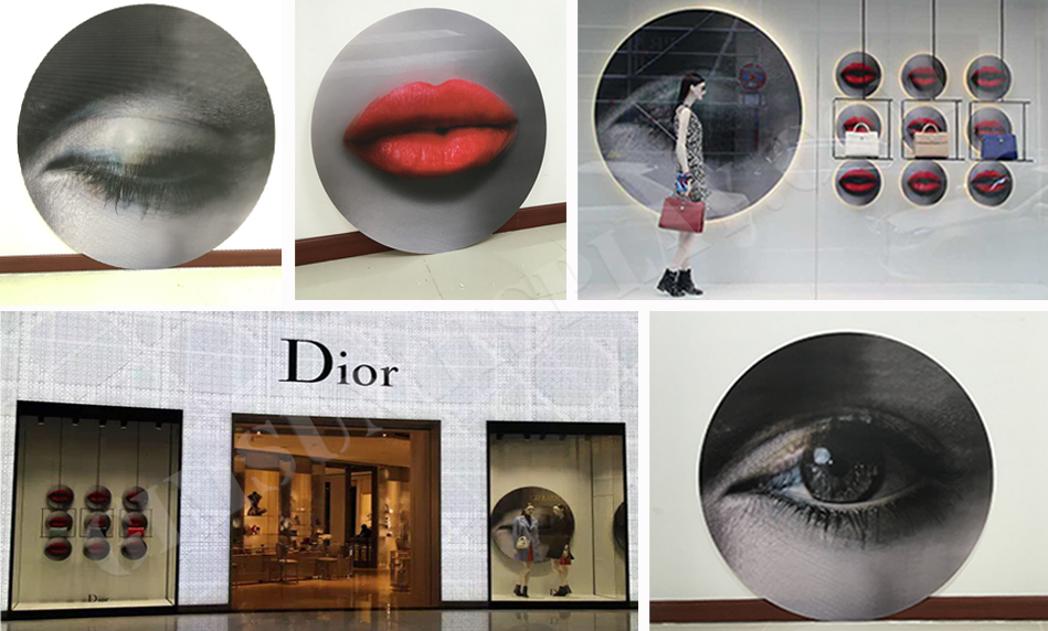 window display, store decoration, gold printing, silver printing, lenticular printing, advertising installation, creative solutions, retail brands, display stands, specialized printing