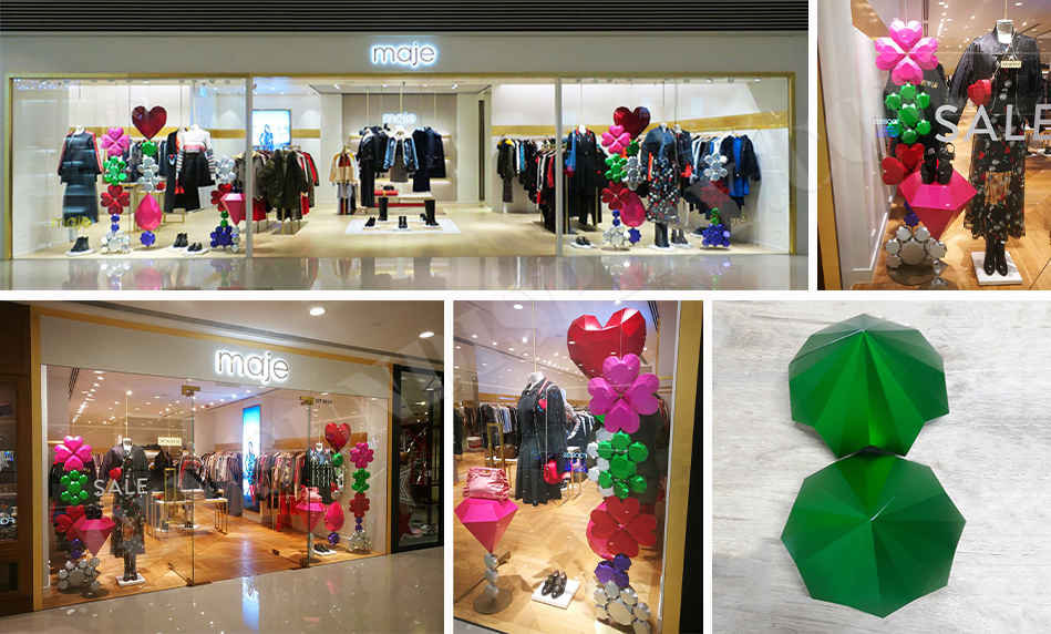 window display, store decoration, gold printing, silver printing, lenticular printing, advertising installation, creative solutions, retail brands, display stands, specialized printing