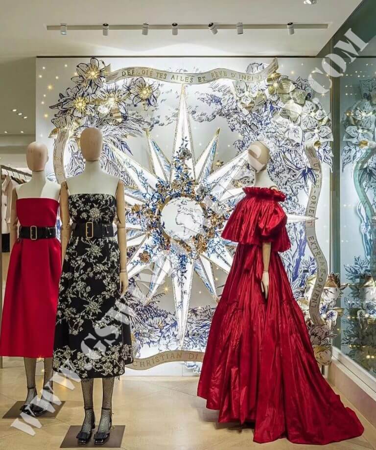 window display, store decoration, gold printing, silver printing, lenticular printing, advertising installation, creative solutions, retail brands, display stands, specialized printing